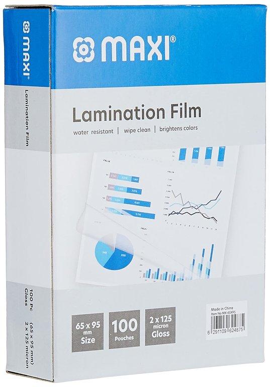 MAXI LAMINATION FILM 65X95MM 125MIC PKT OF 100PC MX-65X95